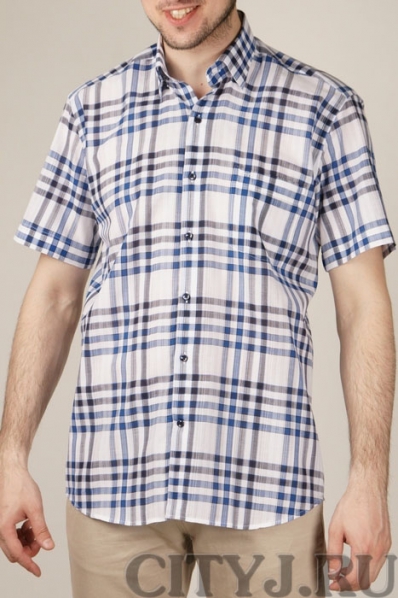 Рубашка мужская ИНТО с короткими рукавами из 100% хлопка