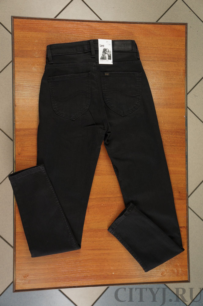 Черные высокие женские джинсы скинни Lee L626AE47 