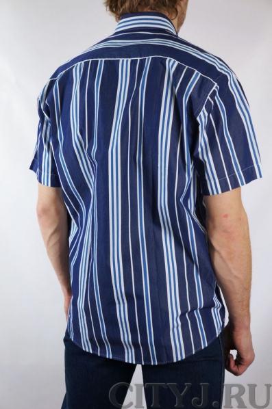 Мужская рубашка в синюю полоску ИНТО 100% хлопок