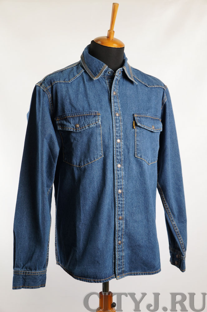 Фото джинсовой рубашки Монтана 12190 SW средне синей