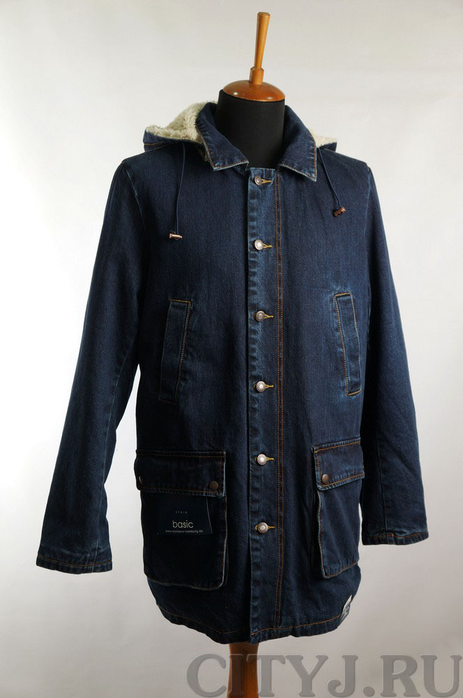 Джинсовая удлиненная куртка Montana 12031 с капюшоном